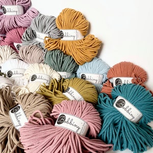 CORDINO INTRECCIATO BOBBINY / 5 mm / 100 m / 108 iarde / bobbiny / cordino macramè / cordino di cotone / maglia / uncinetto / 100% cotone riciclato / spago morbido