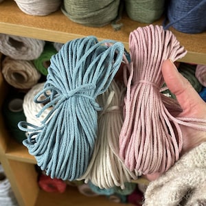 GEFLOCHTENE SCHNUR | 2mm | Makramee Kordel | Baumwollkordel | stricken | gehäkelt | Makramee Kunst | recycelte Baumwolle