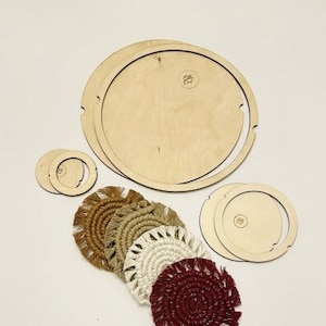 A set of wooden templates for cutting washers