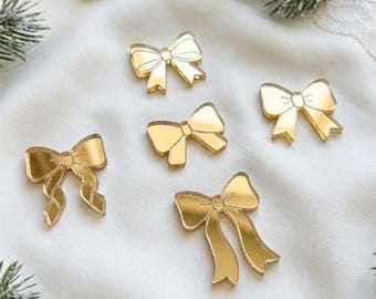 Goldene Acryl-Schleifen mit Spiegeleffekt, 5er-Set, Weihnachtsbastel-Dekorationen zum Selbermachen