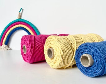 25 m 3 mm Cotton cord, Triple Twisted Macrame cord, Twisted 100% cotton macrame rope , macrame tarn, decor craft DIY cord,