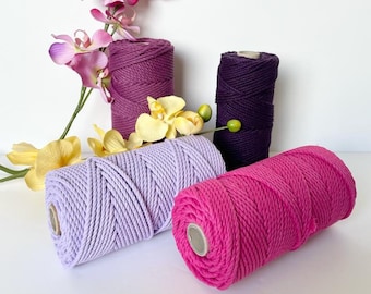 10 m 5 mm Cotton cord, Triple Twisted Macrame cord, Twisted 100% cotton macrame rope , macrame tarn, decor craft DIY cord,