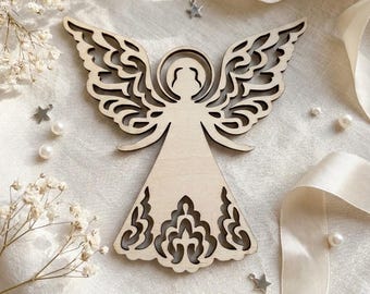 Engel aus Holz, weihnachtliche Bastelvorlage, lasergeschnittene Sperrholzdekoration