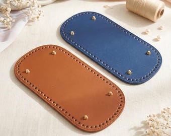 Taschenboden aus Öko-Leder mit goldenen Füßen, 15 x 30 cm | 76 Löcher