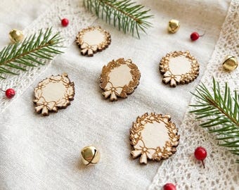 5er-Set Mini-Weihnachtskränze aus Holz, unfertige Holzverzierungen, Bastelbedarf für Weihnachten, DIY-Weihnachtsdeko