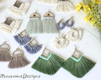 Macrame earrings.  Macrame jewelry.  Diy earrings.  Handmade earrings