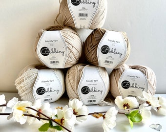 Bobbiny Natural Friendly Yarn 100g - Filato di cotone intrecciato, cotone riciclato certificato