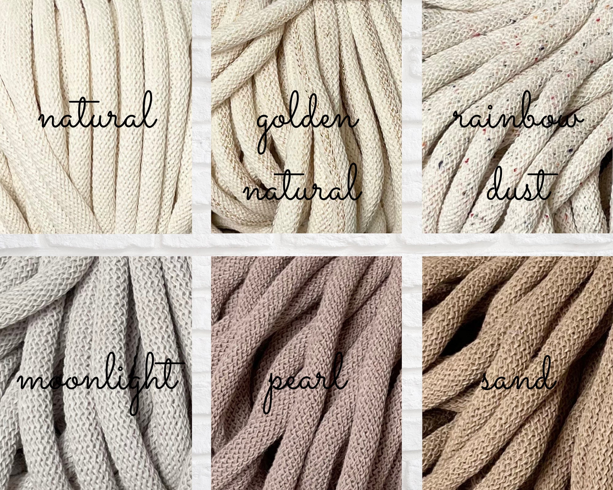 5mm Braided Cotton Cord SAMPLES , Bobbiny Macrame Cord, Chunky