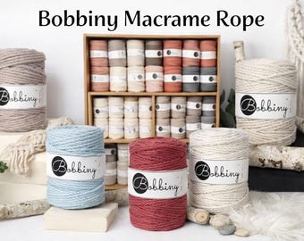 Bobbiny 100 metres  5 mm Cotton cord, Triple twisted Macrame cord, Twisted 100% cotton macrame rope , macrame tarn, decor craft DIY cord,