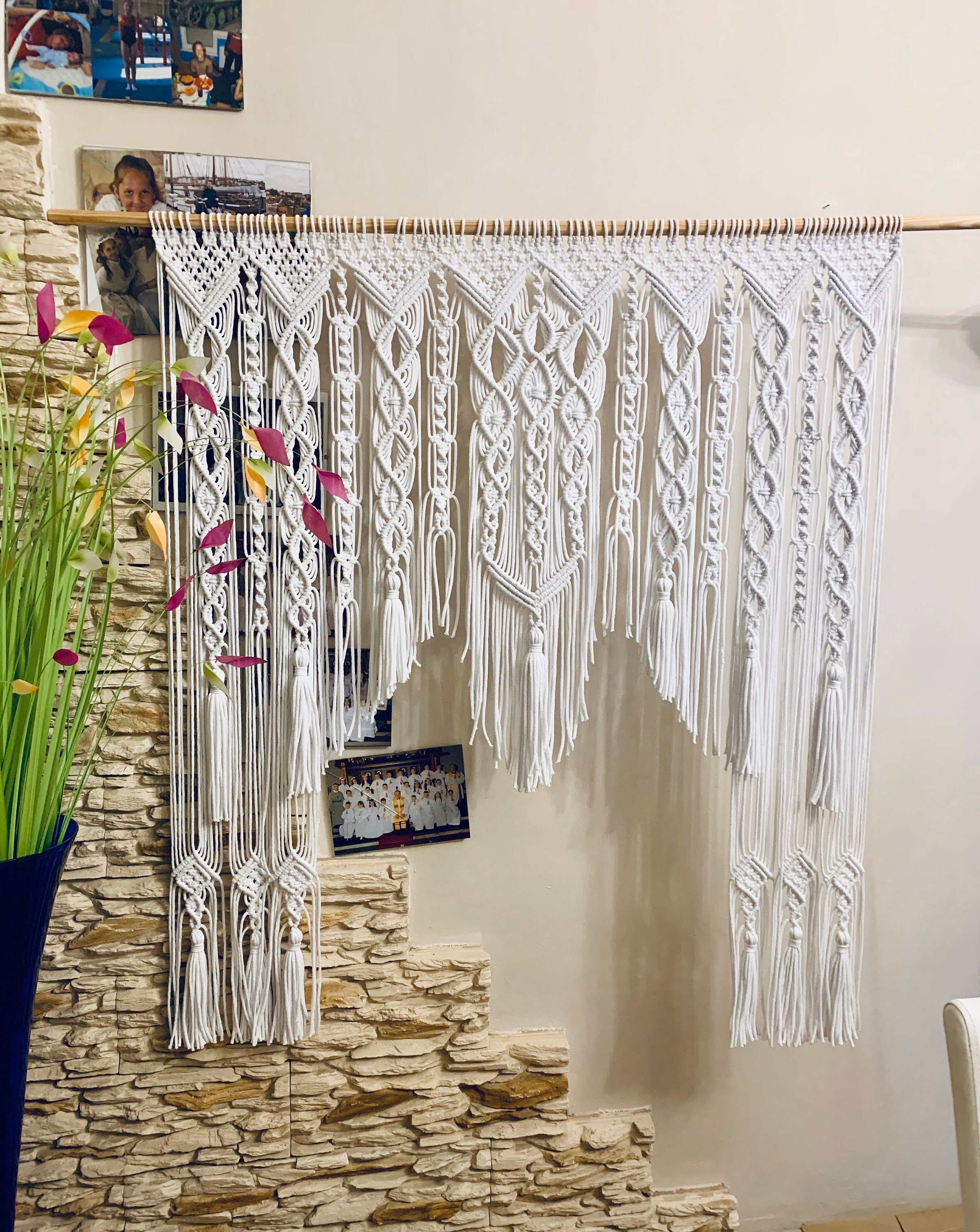 Macrame curtain on the window Curtain macrame large Etsy