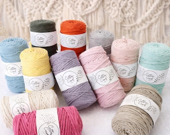GEFLOCHTENE BAUMWOLLKORDEL | 4mm | 100 Meter | 100 Meter | Makramee Schnur | Baumwollkordel | stricken | gehäkelt | Polyester Innenkordel
