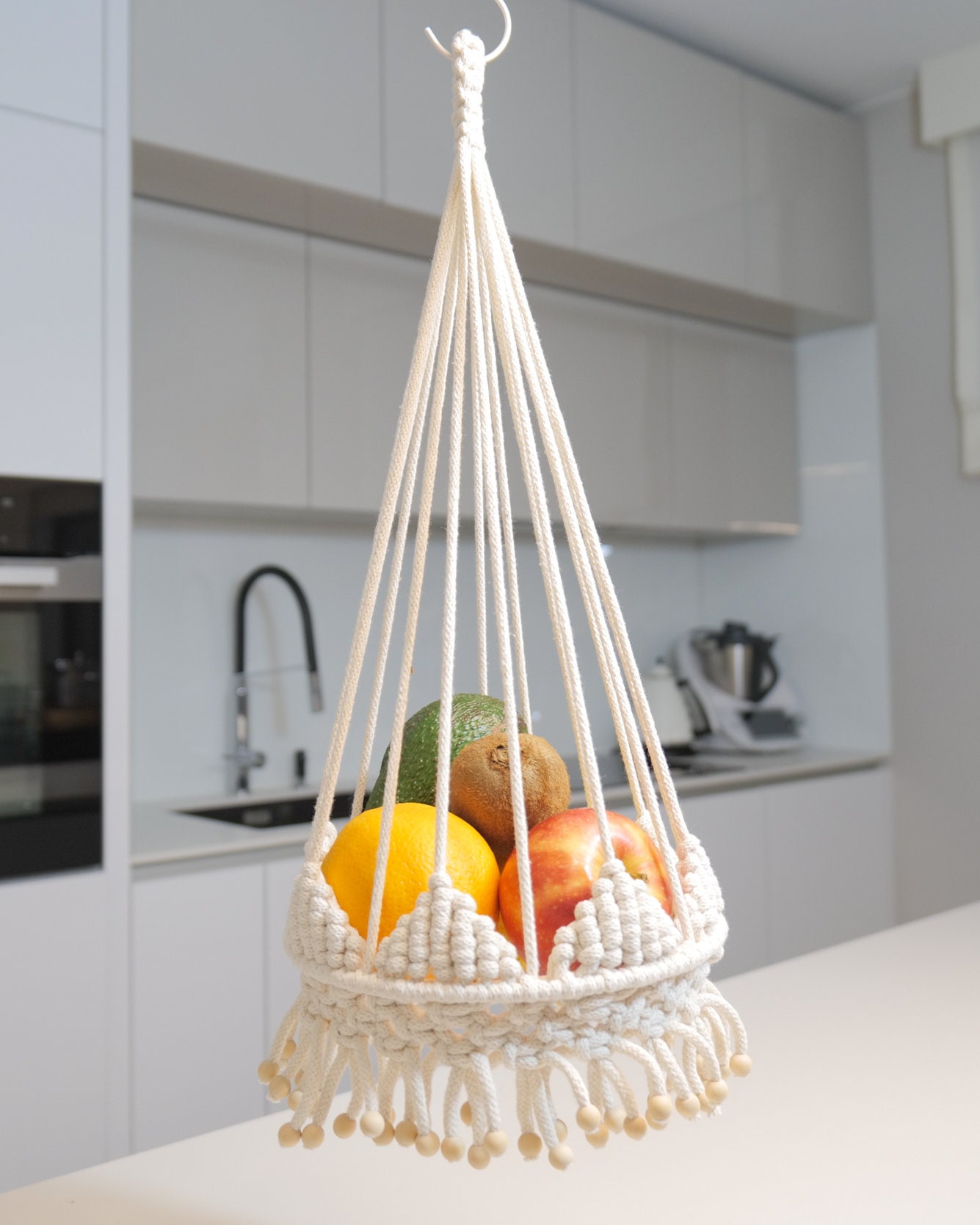 The Hanging Macrame Fruit Basket Macrame Fruit Basket Etsy