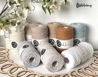 25 metres 3 mm Cotton cord, Triple twisted Macrame cord, Twisted 100% cotton macrame rope , macrame tarn, decor craft DIY cord,