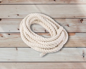 26 mm 1 meter(1,1 yard) macrame Cord, Cotton cord, triple twisted, 3 PLY, Natural, twist Cotton rope, Macrame rope