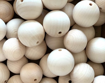 5 pieces Wooden beads, hole beads, natural beads, unpainted beads