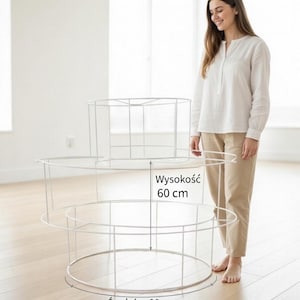 Marco de lámpara XL de 3 niveles de 80 cm – Base de pantalla de macramé con triple aro – Estructura de lámpara de techo grande y llamativa hecha a mano