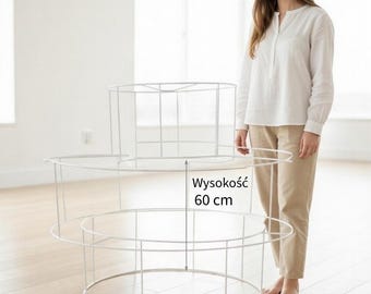 Marco de lámpara XL de 3 niveles de 80 cm – Base de pantalla de macramé con triple aro – Estructura de lámpara de techo grande y llamativa hecha a mano