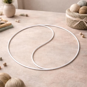 Yin Yang Metal Hoop 30 cm (12”) – White Macrame Dream Catcher Ring – Wall Hanging Frame – Craft Supply