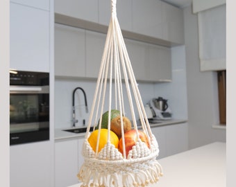 The hanging macrame fruit basket, macrame fruit basket