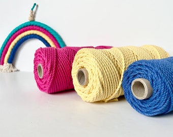 10 m 3 mm Cotton cord, Triple Twisted Macrame cord, Twisted 100% cotton macrame rope , macrame tarn, decor craft DIY cord,