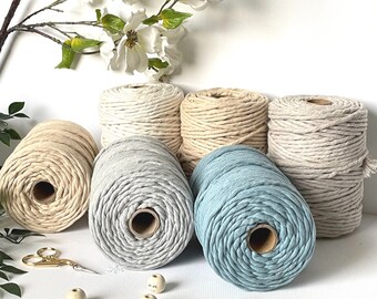 100 m 5 mm Cotton cord, Macrame cord, Twisted 100% cotton macrame rope - in many colors! decor craft DIY cord, macrame