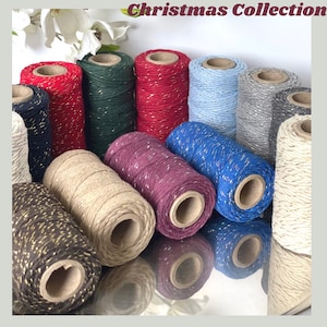 Christmas Collection 50 metres  Cotton cord, OEKO-TEX, twisted Macrame cord, 2 mm Twisted 100% cotton macrame rope , macrame tarn,