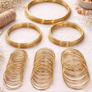 Set aus goldenen Traumfänger-Ohrringen aus Metall, Makramee-Ringe für DIY-Bastelarbeiten, runde Metallringe für handgefertigte Dekoration und Wandgestaltung
