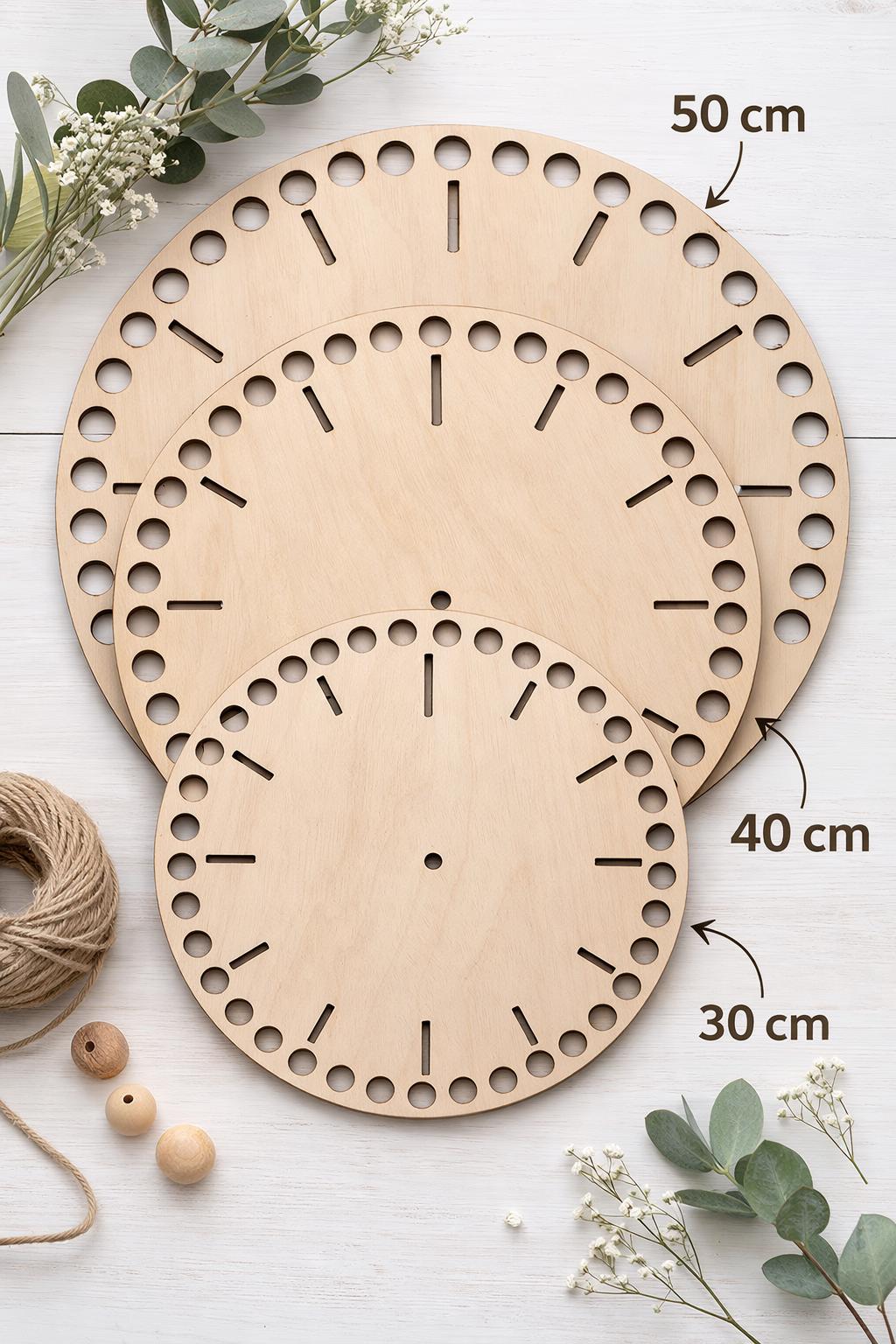 Macrame Clock Base 30 40 50 Cm Wooden Clock Base With Holes DIY Macrame ...