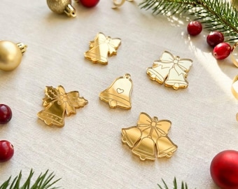 Goldene Acryl-Weihnachtsglocken mit Spiegeleffekt, 5er-Set, Weihnachtsbastel-Verzierungen