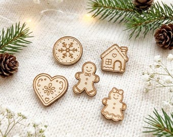 Weihnachtsdeko-Set aus Holz, 5-teilig, Lebkuchen-Holzfiguren, unfertige Holzverzierungen, Bastelbedarf für die Feiertage, DIY-Weihnachtsdeko