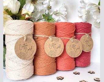 100 metres 3 mm Cotton cord, twisted Macrame cord, Twisted 100% cotton macrame rope , macrame tarn, decor craft DIY cord,