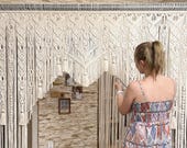 Large Macrame Curtain 210 x 150 cm – Boho Window Curtain, Handwoven Cotton Macrame Panel, Bohemian Home Decor, Macrame Room Divider