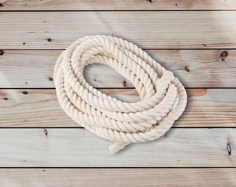 20 mm 1 meter(1,1 yard) Cotton cord, triple twisted, 3 PLY, Natural