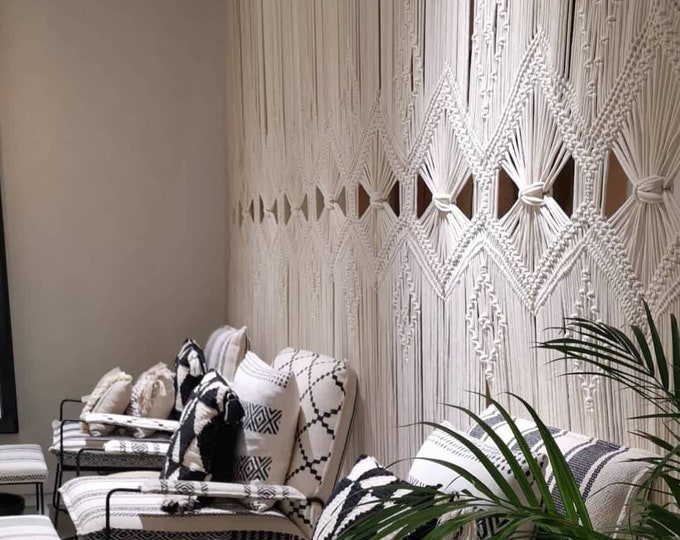 Featured listing image: Large Curtain macrame, large diamonds,large macrame, Wedding boho, photography props, wedding macrame , Photographic scenery