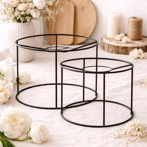 Marco de pantalla de metal de 15 cm de alto – Base de lámpara negra de 20 a 40 cm de diámetro – Estructura de lámpara de macramé – Iluminación DIY