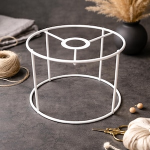 Metal Lampshade Frame 15 cm Height – White Lamp Base 20–40 cm Diameter – Macrame Lamp Structure – DIY Lighting
