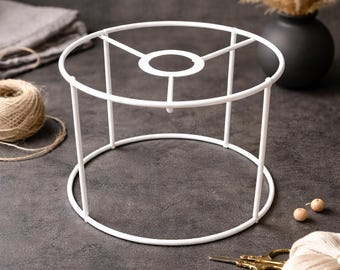 Cadre d'abat-jour en métal de 15 cm de hauteur - Pied de lampe blanc de 20 à 40 cm de diamètre - Structure de lampe en macramé - Éclairage DIY