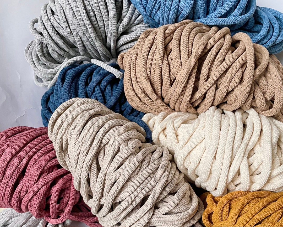 BRAIDED COTTON CORD 9mm 100 M 108 Yards Macrame Cord Cotton Cord Knit  Crochet Polyester Inner Cord 