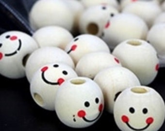 5 pieces Wooden beads, wooden heads , hole beads, natural beads, unpainted beads