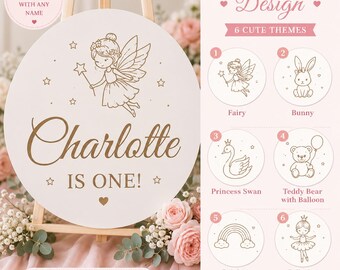 Personalisiertes Schild zum ersten Geburtstag | Willkommensschild für Mädchen | 50 cm (19,7 Zoll)