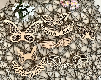 Small wooden wings for a macrame angel