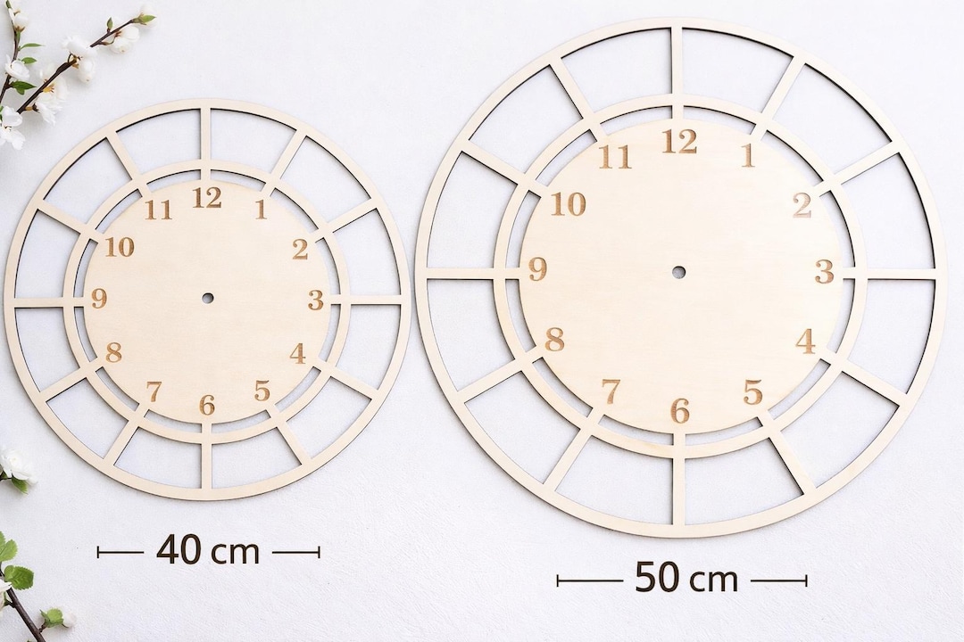 Large Wooden Clock Base 40 50 Cm | DIY Wall Clock Face | Laser Cut ...