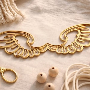 Gold wings for macramé angel, gold mirror wings, plexiglass wings Angelic 3 Elements for handicrafts. Wings