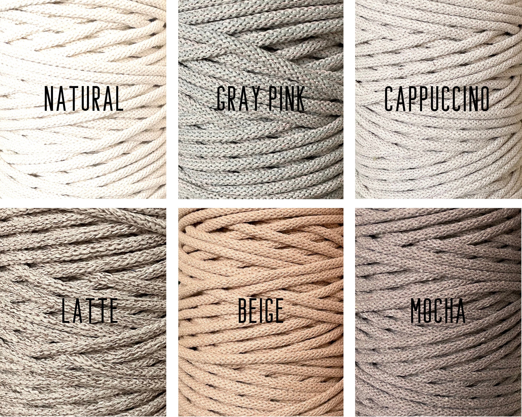 BRAIDED COTTON CORD, 5mm, 100 m, 108 yards, macrame cord, cotton cord, knit, crochet