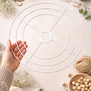 Marco de metal triple para pantalla de lámpara (30 cm/40 cm) – Marco de alambre redondo para macramé, aro para pantalla, base de aro DIY