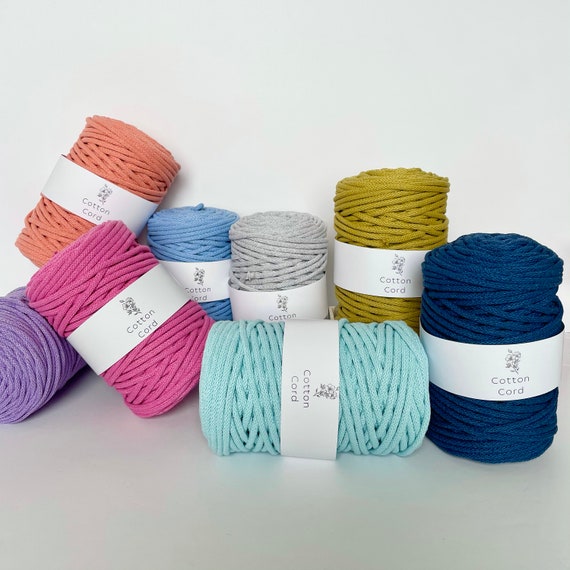 BRAIDED COTTON CORD 5mm 100 M 108 Yards Macrame Cord Cotton Cord Knit  Crochet Polyester Inner Cord 