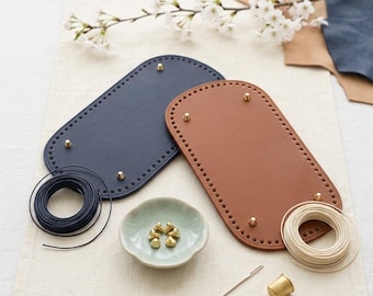 Taschenboden aus Öko-Leder mit goldenen Füßen, 12 x 25 cm | 60 Löcher