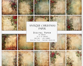 Vintage Christmas Parchment Paper / Junk Journal Printable Pages , Scrapbook printable, Printable Paper, Digital Collage