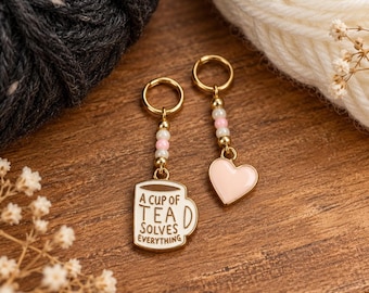 Tea & Heart Stitchmarker / Progress keeper set