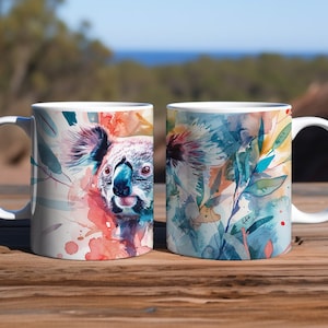 Caneca de café e chá de coala australiano / Aquarela de animais nativos australianos / Bush australiano